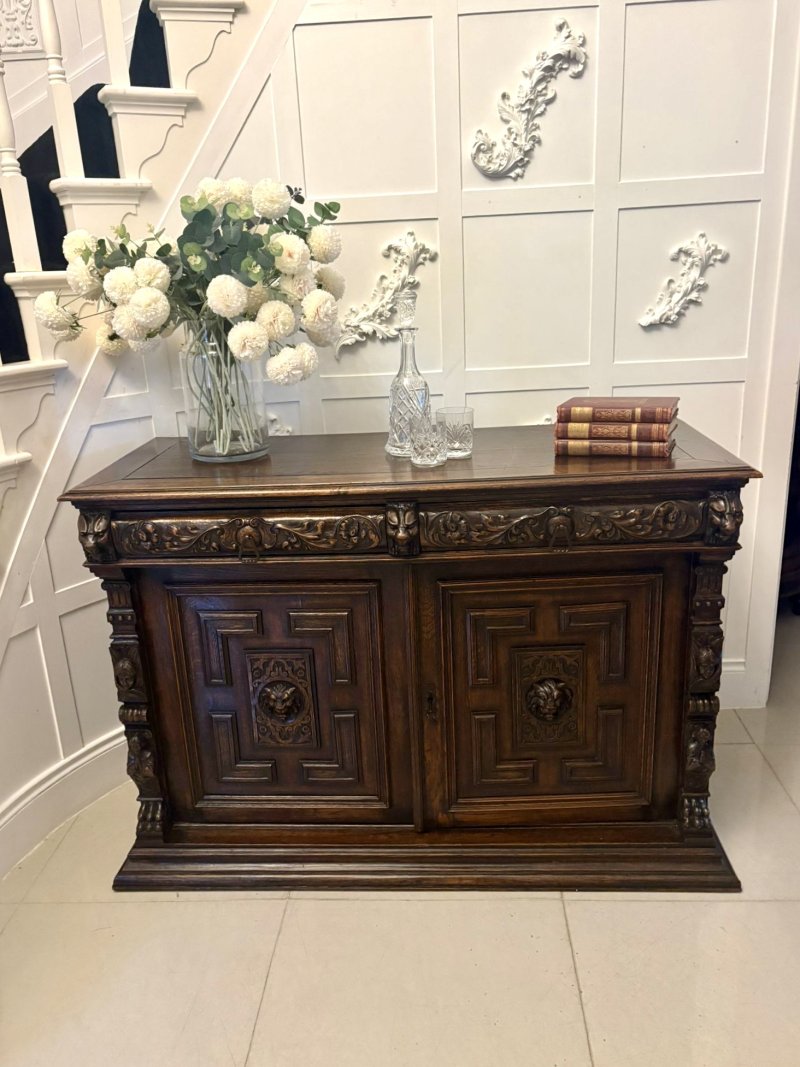 Impressive Quality Antique Carved Oak Sideboard